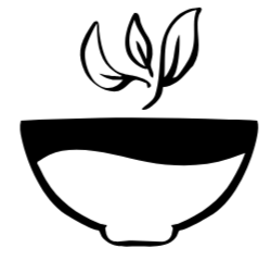 Black icon of a bowl with leaves on a white background