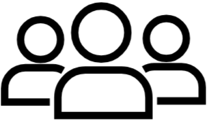 Black icon of a group of people on a white background